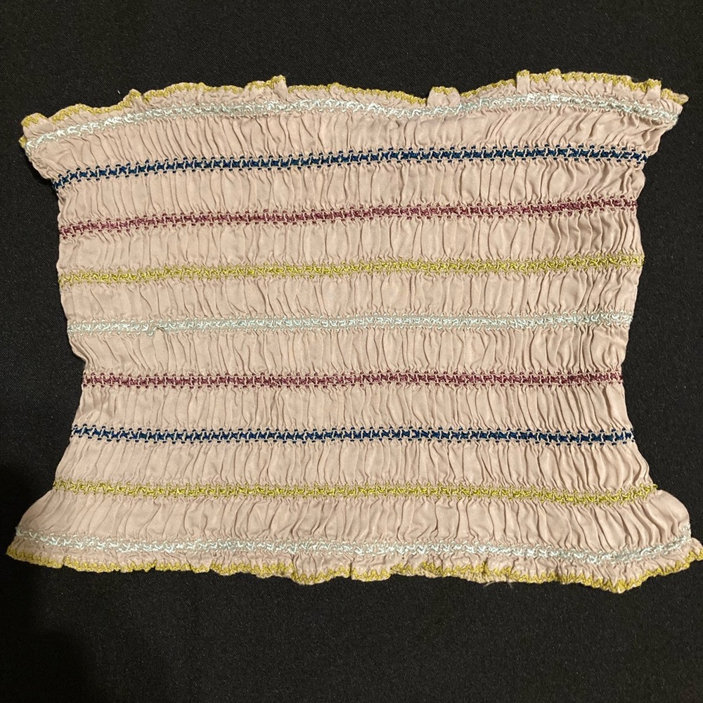Free People Stripped Bandeau Tube Top Size Small Vacation Resort Wear Colorful